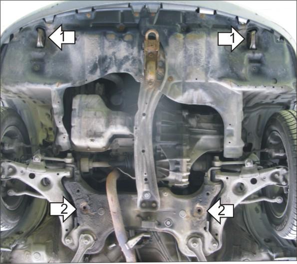 Защита стальная Мотодор (Двигатель, Коробка переключения передач), 2 мм, Сталь для Toyota Avensis 1997-2003 арт. 02503