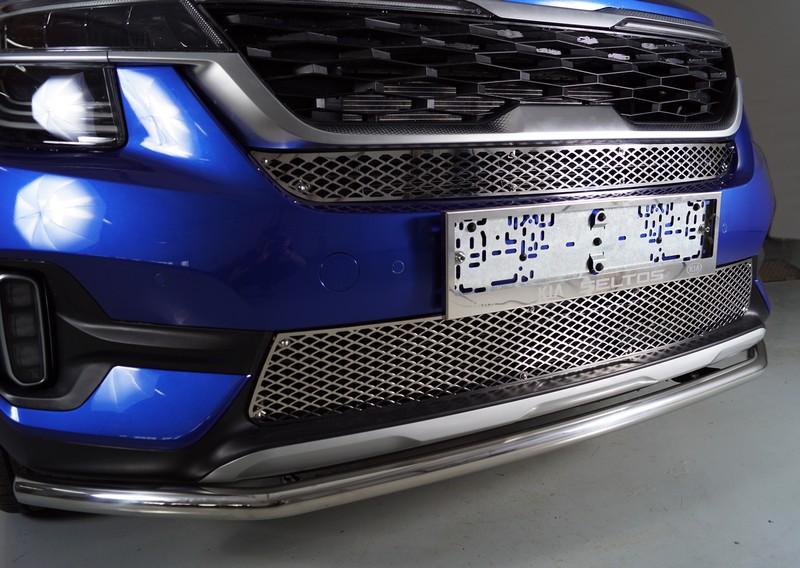 Решетка радиатора верхняя (лист) для автомобиля Kia Seltos 2020- TCC Тюнинг арт. KIASELT20-13