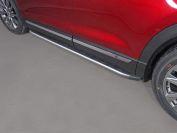 Пороги алюминиевые с пластиковой накладкой (карбон серые) 1920 мм для автомобиля Mazda CX-9 2017-, TCC Тюнинг MAZCX917-23GR