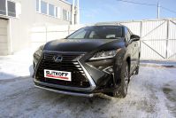 Защита переднего бампера d57 короткая Lexus RX-350 (2015-2019) Black Edition, Slitkoff, арт. LRX15-003BE