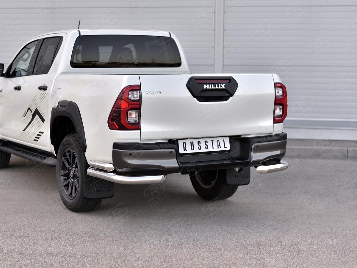 TOYOTA HILUX BLACK ONYX 2020- Защита заднего бампера уголки d76 секции-d57 прямая THBOZ-003519