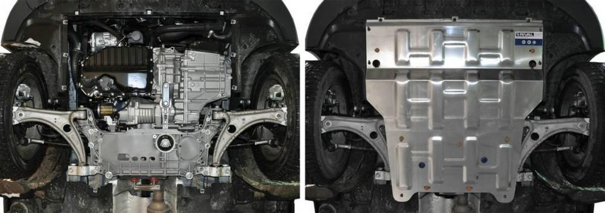 Защита картера и КПП Rival для Audi Q3 I 2011-2018, штампованная, алюминий 3 мм, с крепежом, 333.0328.1