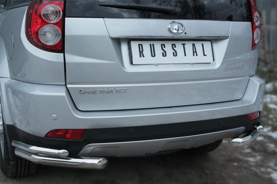 Защита заднего бампера уголки d57/42 для Great Wall Hover H3 2014, Slitkoff GWH3Z-001957