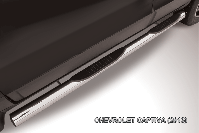 Защита порогов d76 с проступями Chevrolet Captiva (2013-2016) Black Edition, Slitkoff, арт. CHCap13-006BE