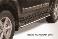 Защита штатного порога d42 Nissan Pathfinder (2010-2014) Black Edition, Slitkoff, арт. NIP11-006BE