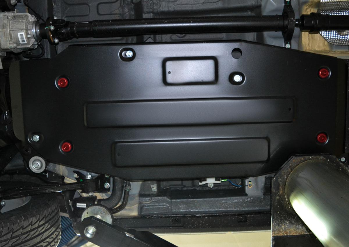 Защита топливного бака АвтоБроня для Geely Atlas (V - 2.0; 2.4) 2018-н.в., штампованная, сталь 1.8 мм, с крепежом, 111.01915.1