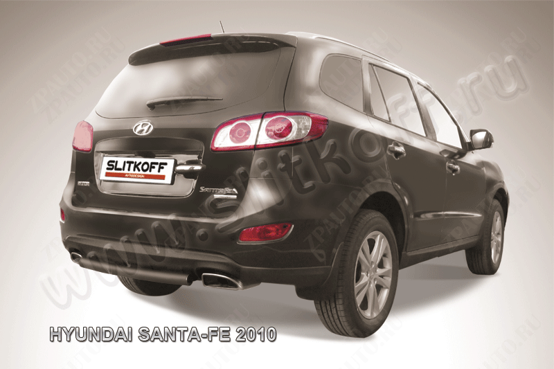 Защита заднего бампера d57 черная Hyundai Santa-Fe (2009-2012) , Slitkoff, арт. HSFN011B
