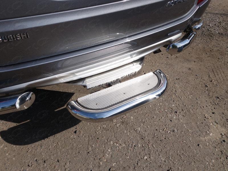 Задняя подножка (нерж. лист) 60,3 мм (под фаркоп) для автомобиля Mitsubishi Pajero Sport 2016-, TCC Тюнинг MITPASPOR16-27