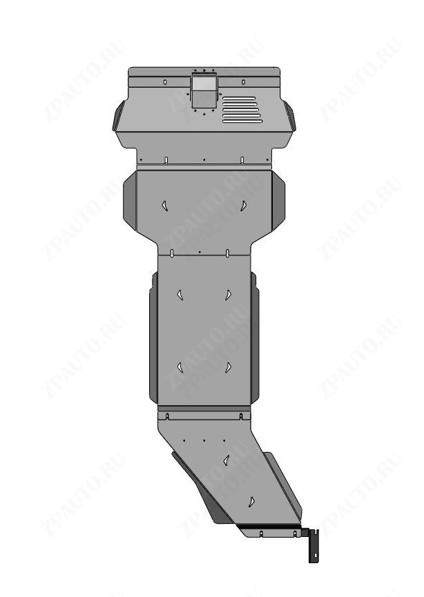 24.46ABC Защита ДВС, КПП и РК TOYOTA Land Cruiser PRADO 2024- (V-2,4 гибрид) из 4-х частей (Алюминий 4 мм)