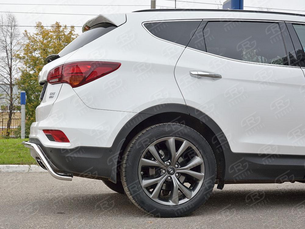 Защита заднего бампера d42 волна под машину для Hyundai Santa Fe 2015, Slitkoff HSFPZ-002451