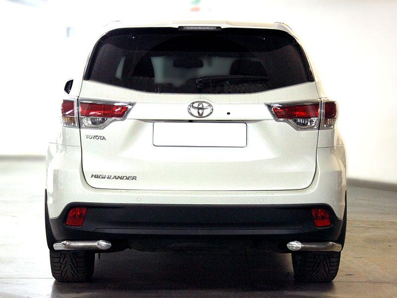 Защита заднего бампера уголки одинарные d60 на Toyota Highlander 2016 (Тойота Хайлендер 2016), Технотек HYG2017_3