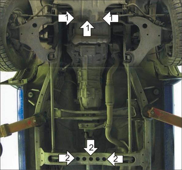 Защита стальная Мотодор (Двигатель, Коробка переключения передач), 3 мм, Сталь для Nissan Pick Up 1997-2014 арт. 11401