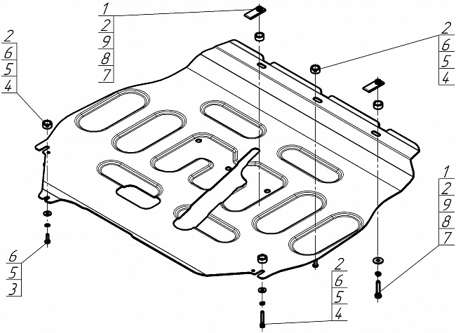 Защита стальная Мотодор (Двигатель, Коробка переключения передач), 2 мм,  DFSK 500  2024- арт. 78608