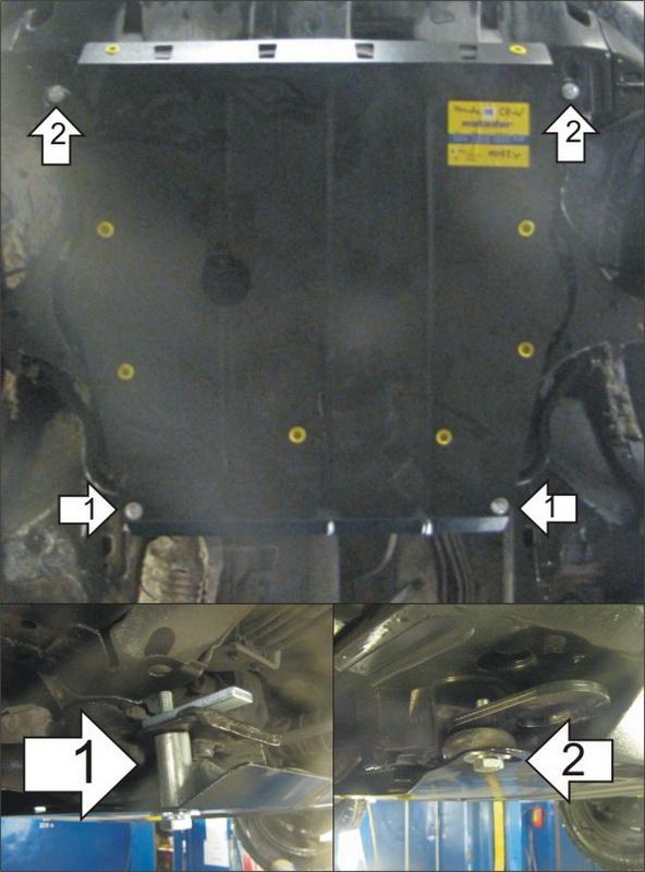 Защита стальная Мотодор (Двигатель, Коробка переключения передач), 2 мм, Сталь для Honda CR-V II 2001-2004 арт. 00824