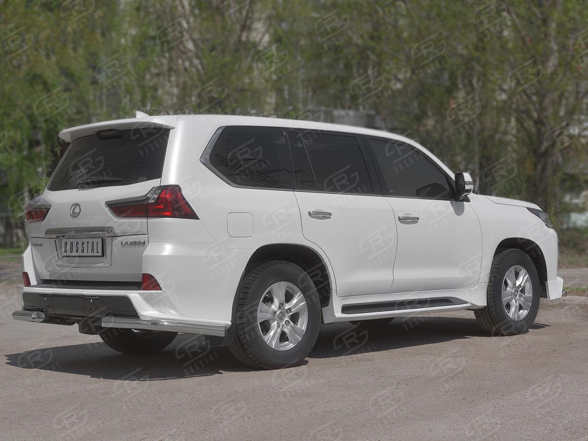 Защита заднего бампера уголки d76 секции для автомобиля LEXUS LX450d-LX570 2015- (В обвесе TRD Superior), Slitkoff LLX4SZ-003234