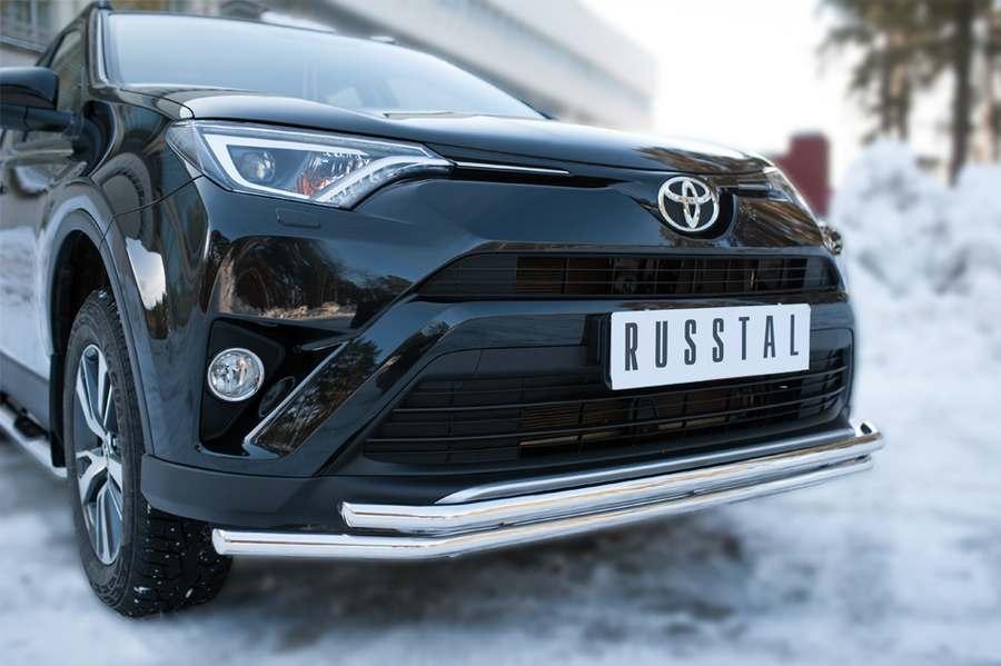 Защита переднего бампера d42/42 на Toyota RAV4 2015, Slitkoff TR4Z-002190