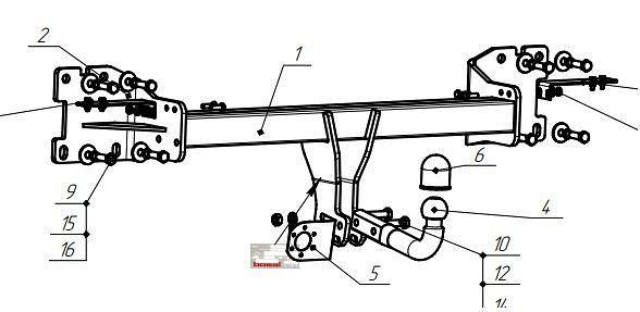 Фаркоп для VOLKSWAGEN Touareg (CR) тип шара A, Bosal-Oris арт. 2159-A