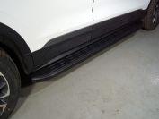 Пороги алюминиевые с пластиковой накладкой (карбон черные) 1720 мм для автомобиля Geely Coolray 2020- TCC Тюнинг арт. GEELCOOL20-19BL