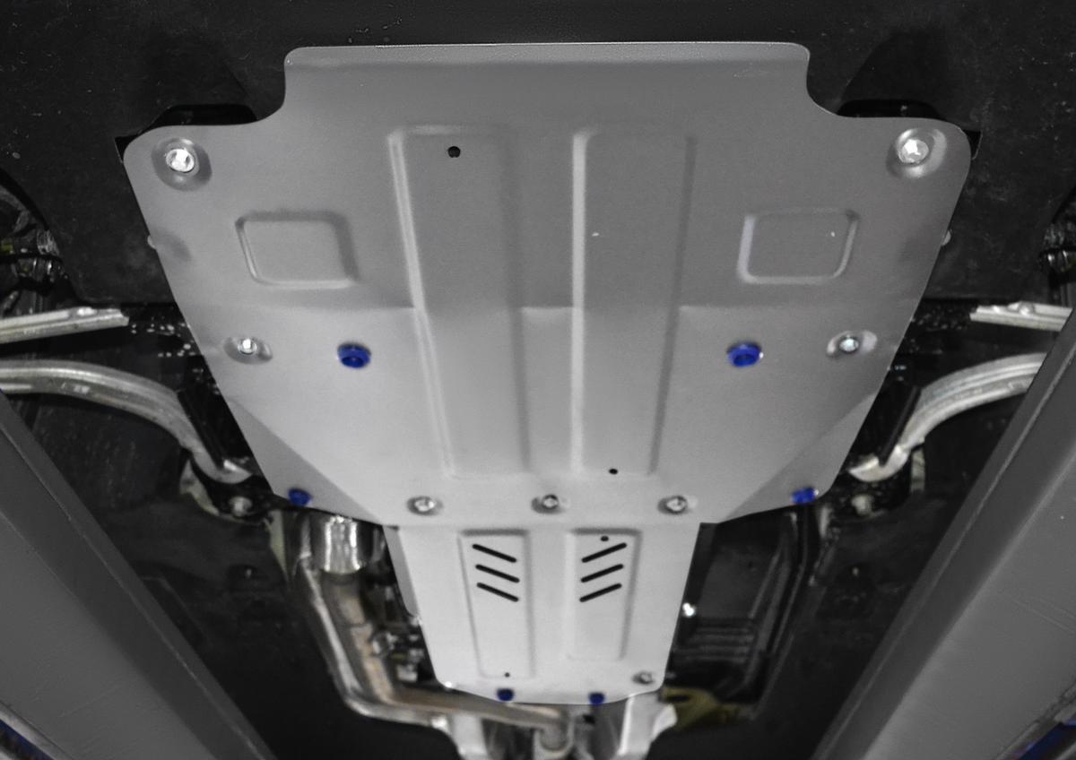 Защита картера, КПП и РК Rival для Genesis G70 4WD 2018-2021, штампованная, алюминий 3.8 мм, с крепежом, 2 части, K333.2841.1