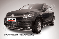 Защита переднего бампера d76+d57 двойная Volkswagen Touareg (2010-2014) Black Edition, Slitkoff, арт. VWTR-002BE