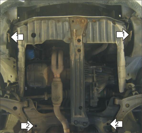Защита стальная Мотодор (Двигатель, Коробка переключения передач), 2 мм, Сталь для Hyundai Avante 2000-2006 арт. 00904