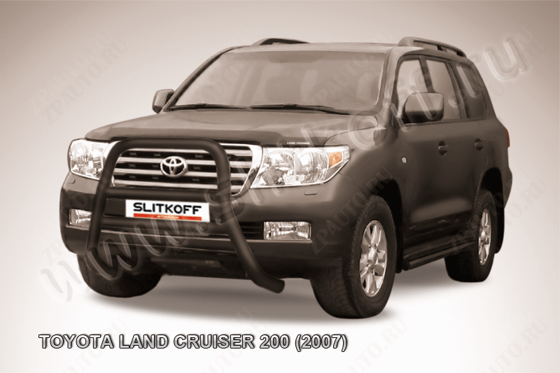 Кенгурятник d76 высокий черный Toyota Land Cruiser 200 (2007-2012) , Slitkoff, арт. TLC2-002B