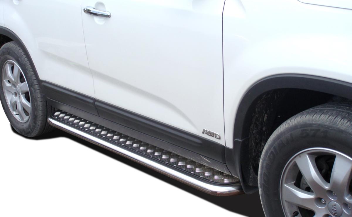 Пороги с накладным листом d53 для KIA Sorento II 2009, KSR.09.41, Россия