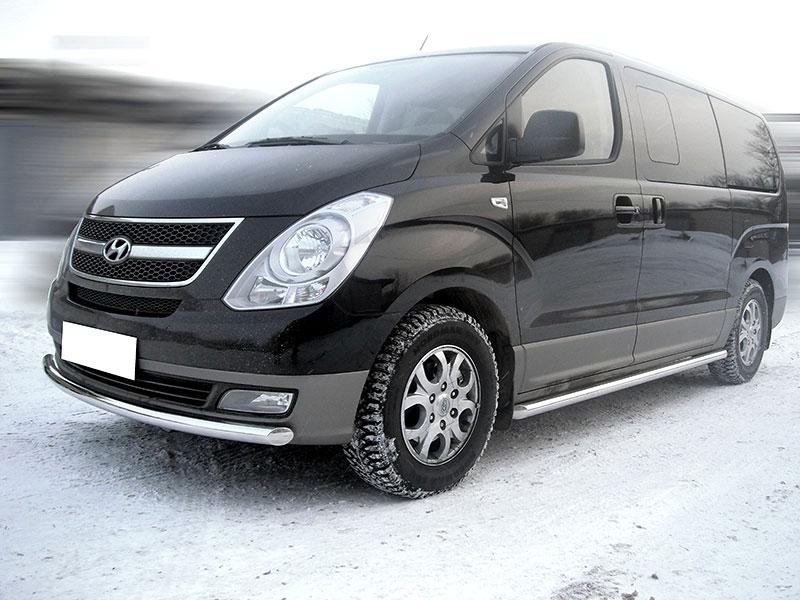 Дуга передняя по низу бампера радиусная одинарная d-60 для Hyundai H1 2007, Технотек HYH1_1