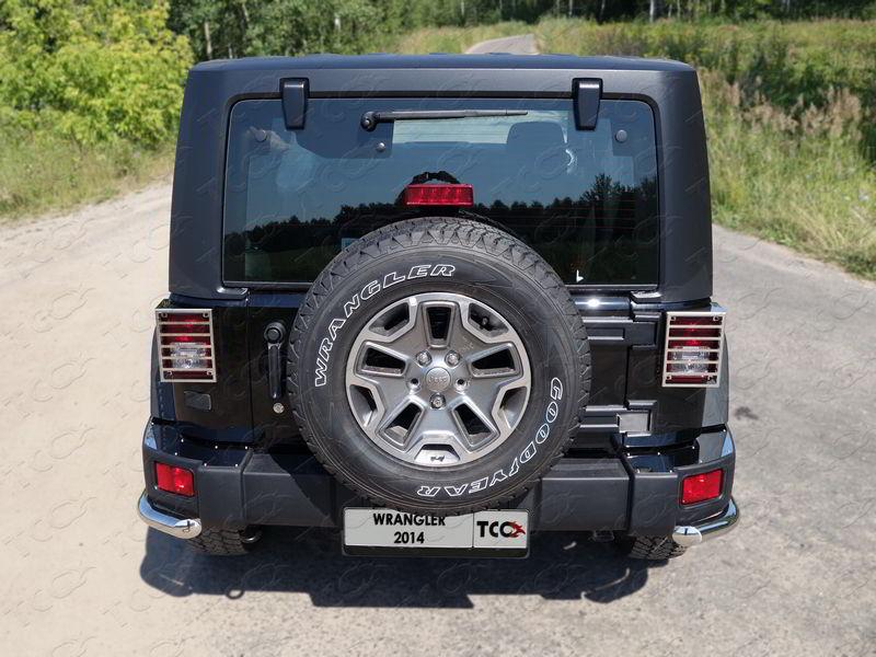 Накладки на задний бампер (зеркальные) (комплект 2 шт.) для автомобиля Jeep Wrangler 5D (3.6, JK) 2006-2018