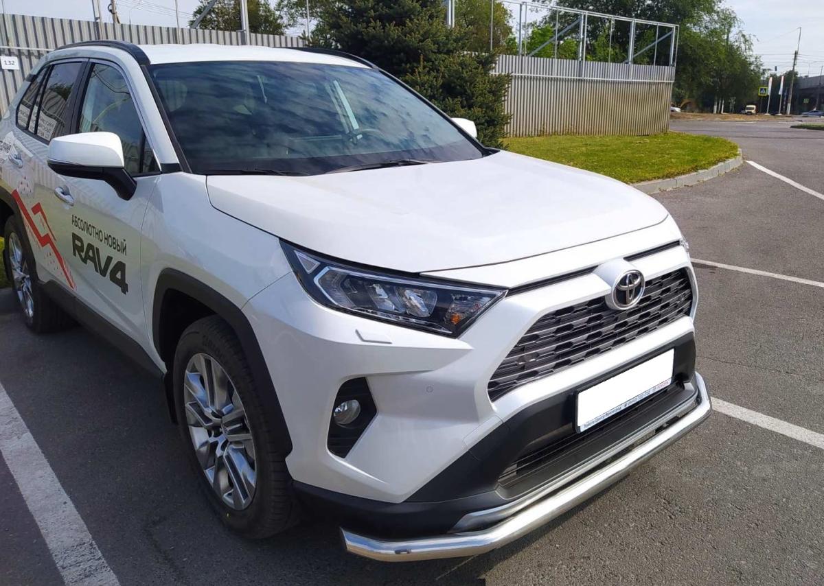 Защита переднего бампера с двумя подгибами для автомобиля Toyota RAV4 арт. TRAV.19.02-1