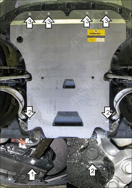 Защита стальная Мотодор (Двигатель, Коробка переключения передач), 2 мм, сталь для Audi Q5  2012-2016 арт. 70101
