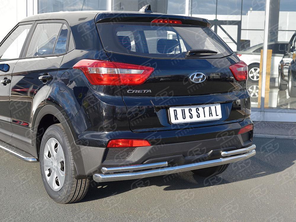 Защита заднего бампера d57/42 уголки для Hyundai Creta 2016, Slitkoff HCRZ-002432