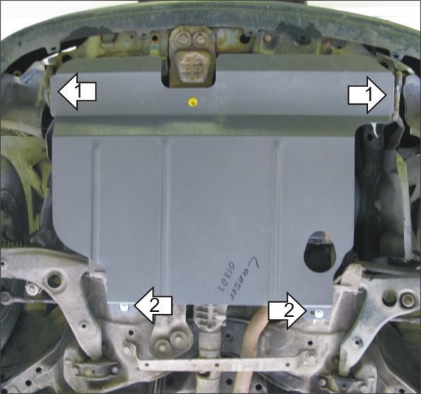 Защита стальная Мотодор (Двигатель, Коробка переключения передач), 2 мм, Сталь для Mitsubishi Lancer VI 1992-1996 арт. 01302