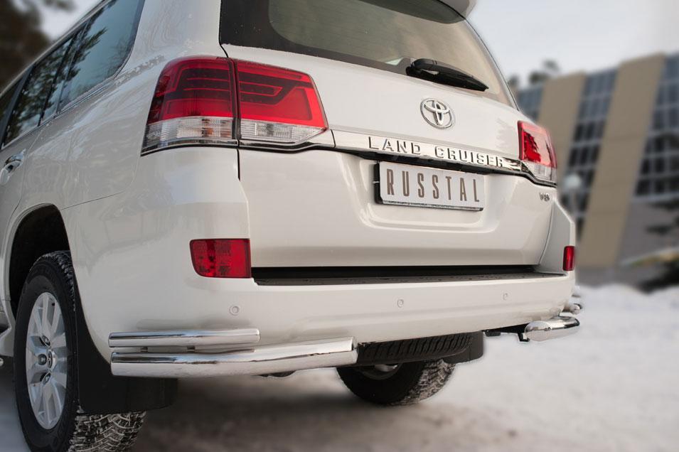 Защита заднего бампера уголки d76/42 для Toyota Land Cruiser 200 2015, Slitkoff TLCZ-002171