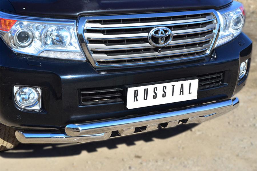 Защита переднего бампера d76/d76х2 с клыками для Toyota Land Cruiser 200 2012, Slitkoff TLCZ-001642