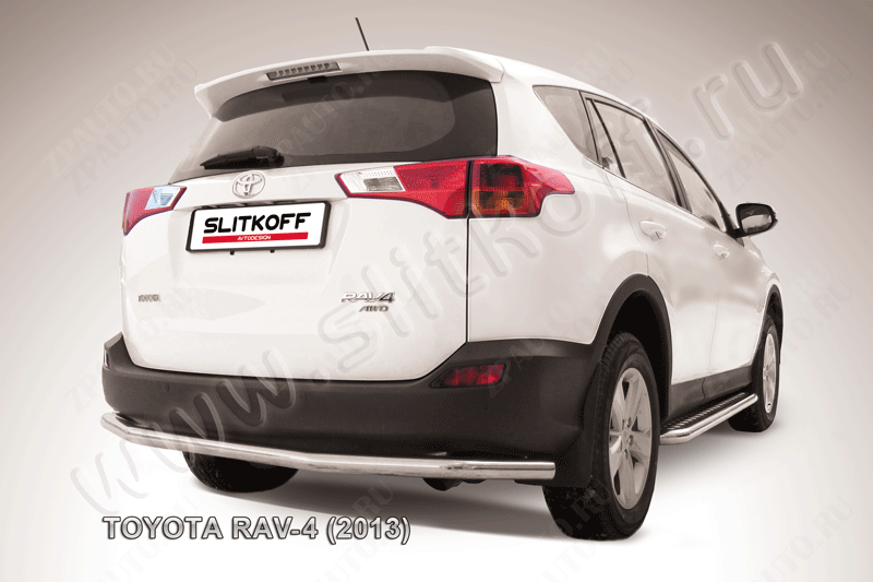 Защита заднего бампера d57 длинная Toyota Rav-4 (2012-2015) Black Edition, Slitkoff, арт. TR413-010BE