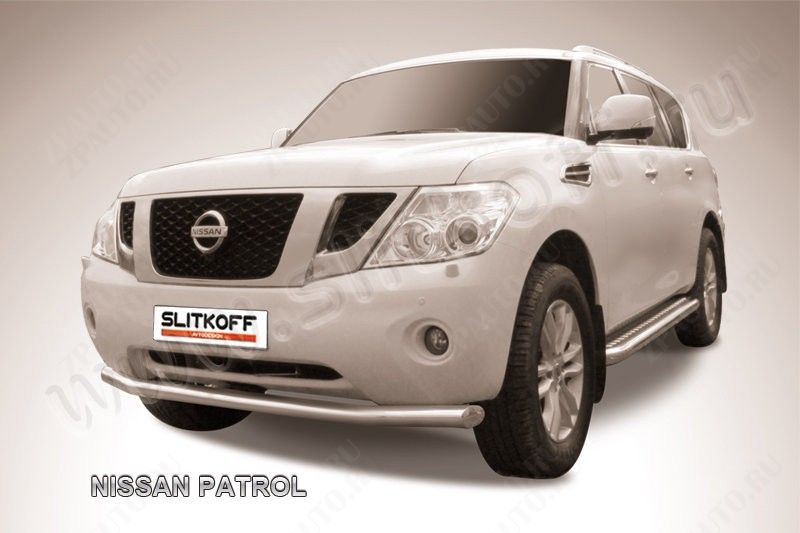 Защита переднего бампера d76 Nissan Patrol (2010-2014) , Slitkoff, арт. NIPAT005