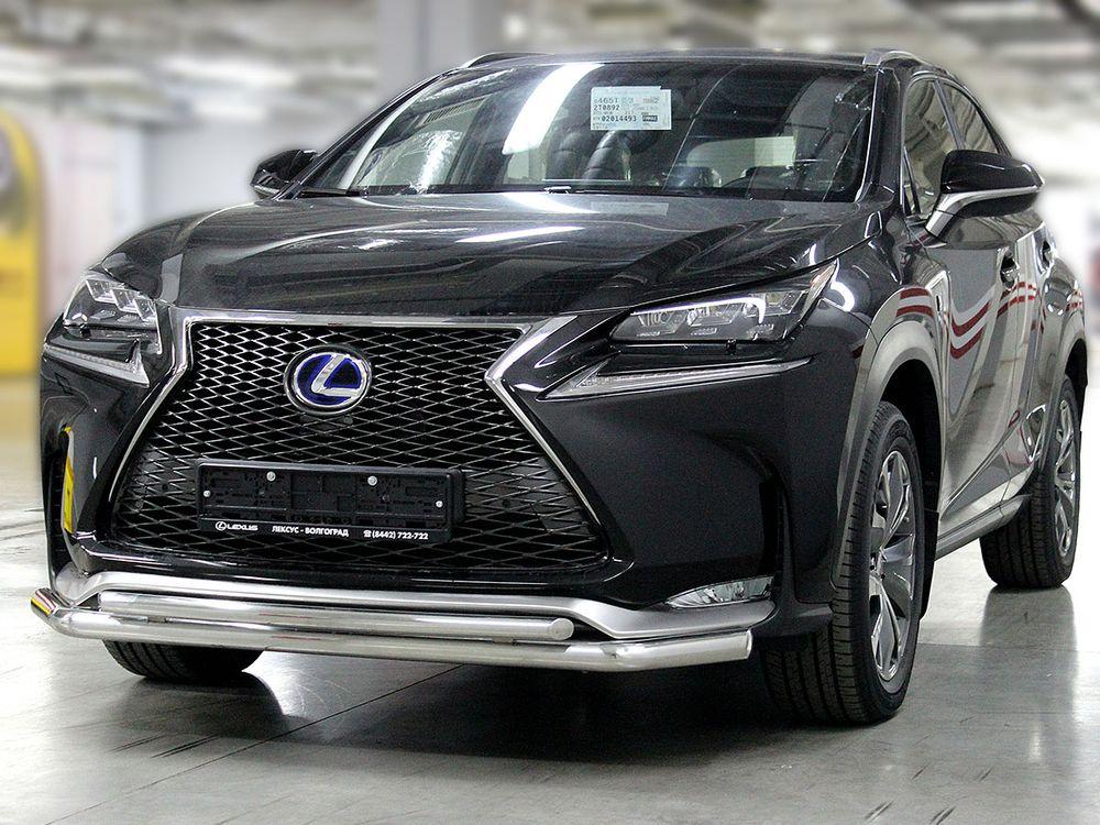 Защита переднего бампера радиусная двойная d-60+43 для Lexus NX 2014 F Sport, Технотек LNXFS_1.1