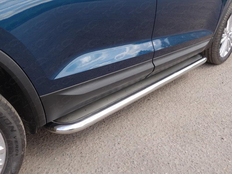 Пороги с площадкой (нерж. лист) 60,3 мм для автомобиля Skoda Kodiaq 2017-, TCC Тюнинг SKOKOD17-04