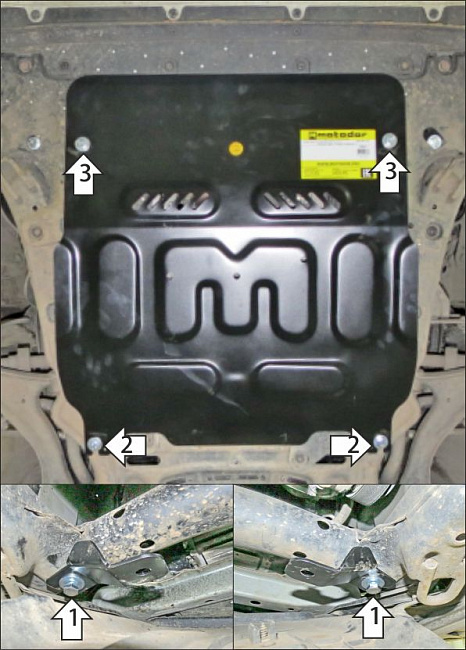 Защита стальная Мотодор (Двигатель, Коробка переключения передач), 2 мм,  Honda Stepwgn  2015-2022 арт. 70813