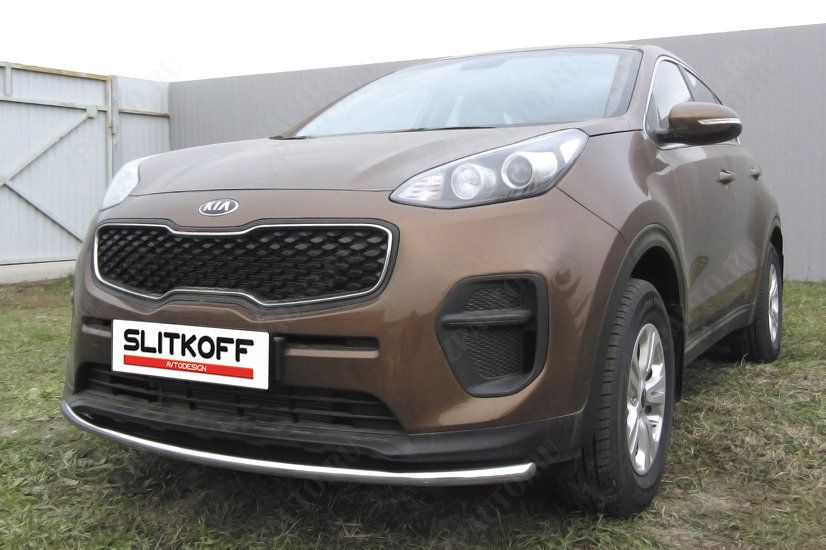 Защита переднего бампера d42 Kia Sportage (2016-2021) Black Edition, Slitkoff, арт. KSP16-002BE