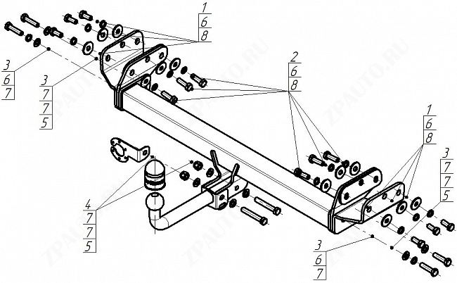 Фаркоп Omoda C5 2024-, тип шара A, MOTODOR, арт. 99028-A