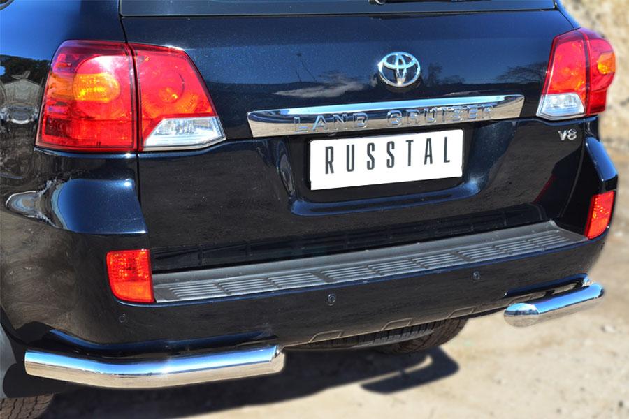 Защита заднего бампера уголки d76 для Toyota Land Cruiser 200 2012, Slitkoff TLCZ-001646