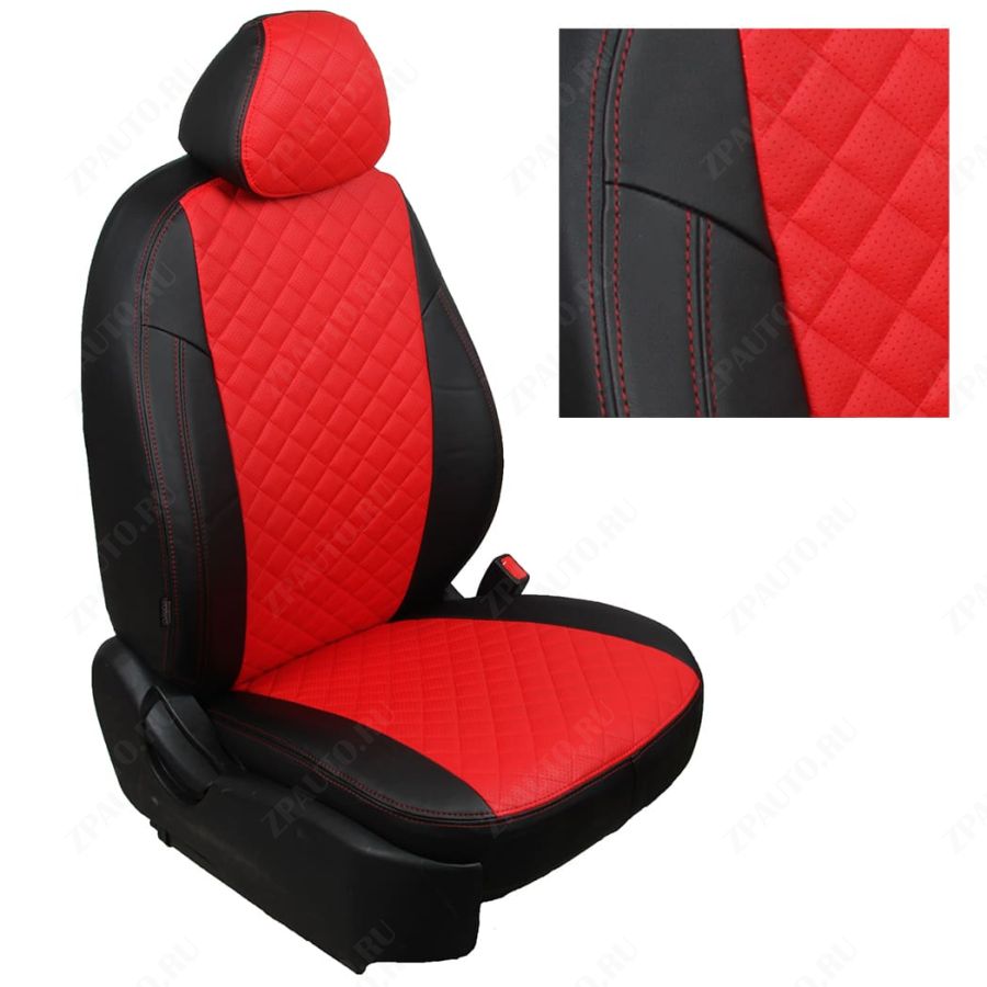Чехлы для Hyundai Sonata (EF) с 01-12г., Ромб, (Черный + Красный), Autopilot арт. kha-st-s4-chekr-r