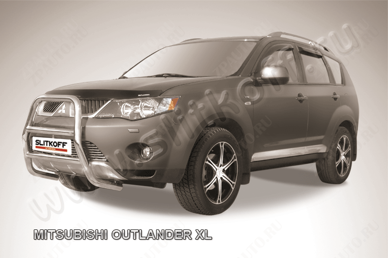 Кенгурятник d57 высокий Mitsubishi Outlander XL (2005-2009) Black Edition, Slitkoff, арт. MXL001BE
