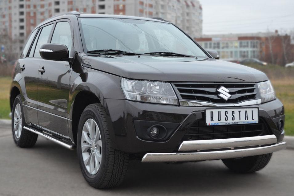 Защита переднего бампера d75x42 овал для Suzuki Grand Vitara 5d 2012, Slitkoff SVZ-001093