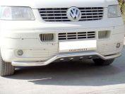 Дуга передняя по низу бампера "Сити Гард" широкие отверстия на защите для Volkswagen Transporter T5 2003, Технотек WLT5_1.1