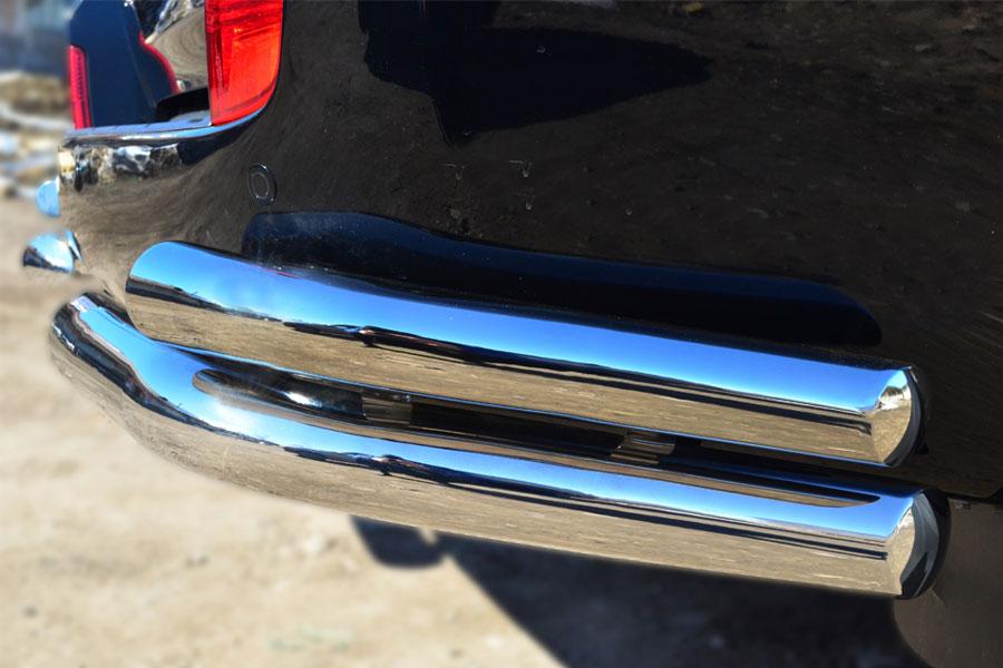 Защита заднего бампера уголки d76/57 для Toyota Land Cruiser 200 2012, Slitkoff TLCZ-001648