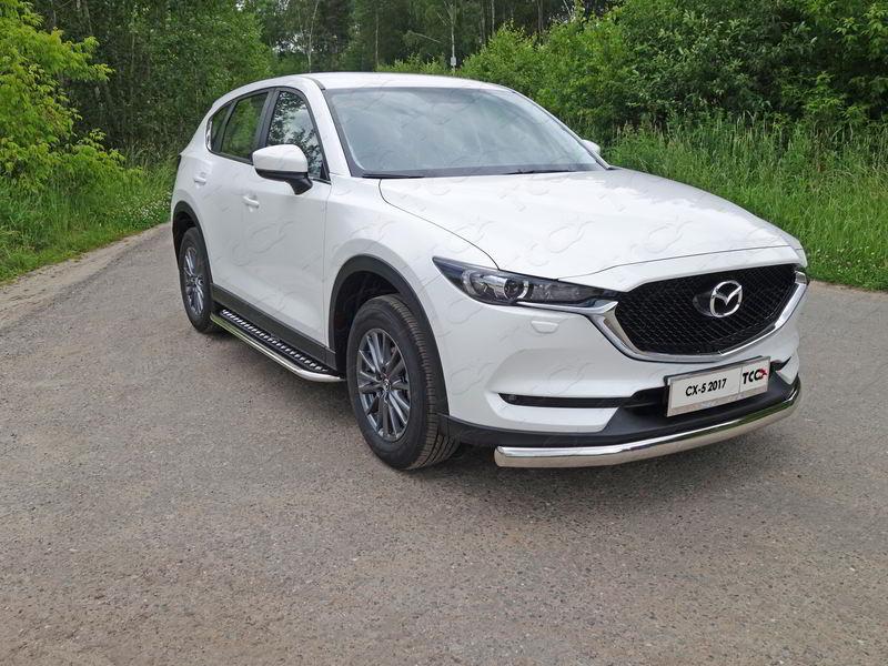 Пороги с площадкой 75х42 мм для автомобиля Mazda CX-5 2017-, TCC Тюнинг MAZCX517-23