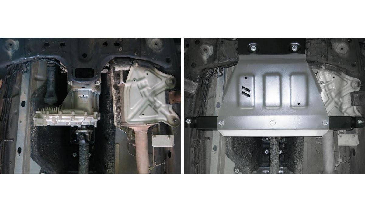 Защита РК Rival для Volkswagen Amarok I рестайлинг 2016-2019, штампованная, алюминий 4 мм, с крепежом, 333.5857.1
